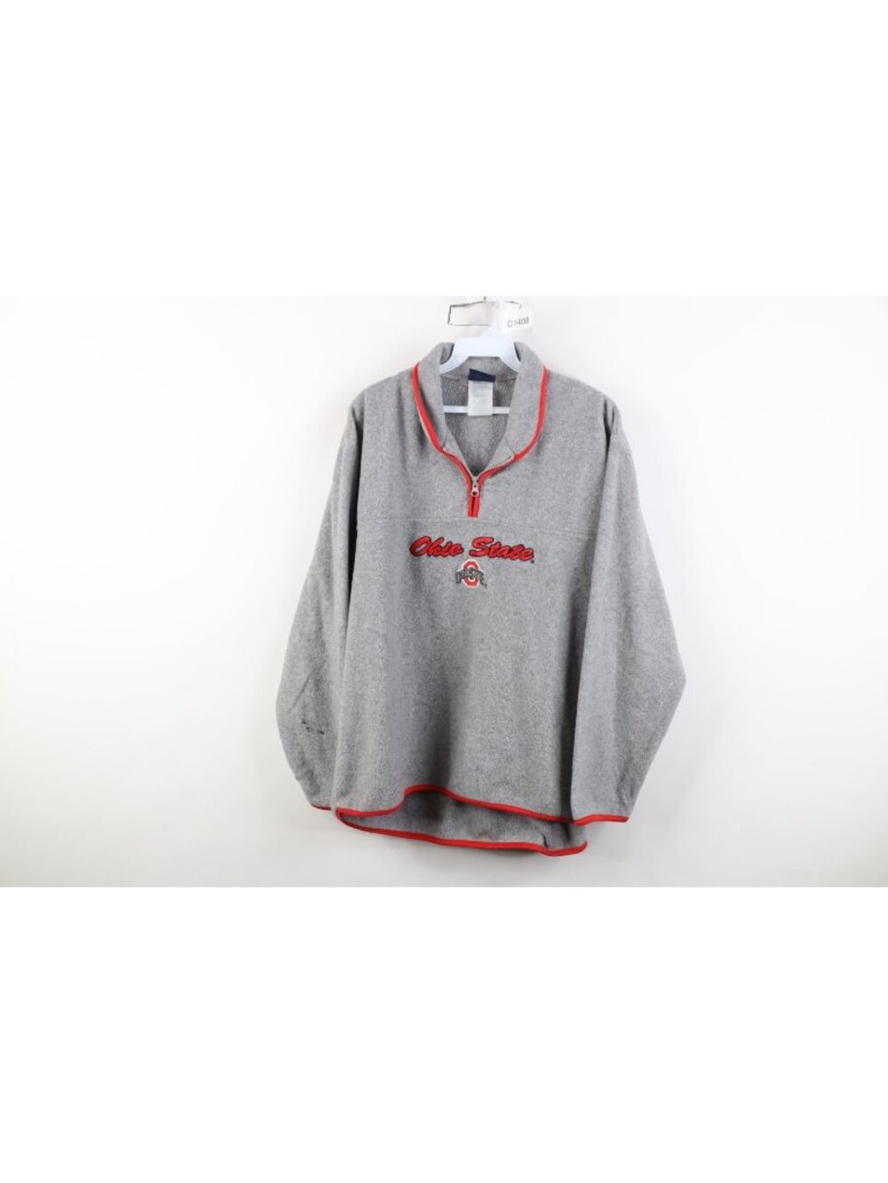 Vintage 90s Womens XL Distressed Ohio State University 1/4 Zip Fleece Sweater